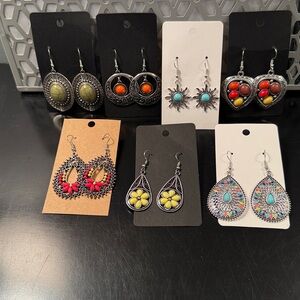 Colorful Bohemian Dangle Earrings Lot
